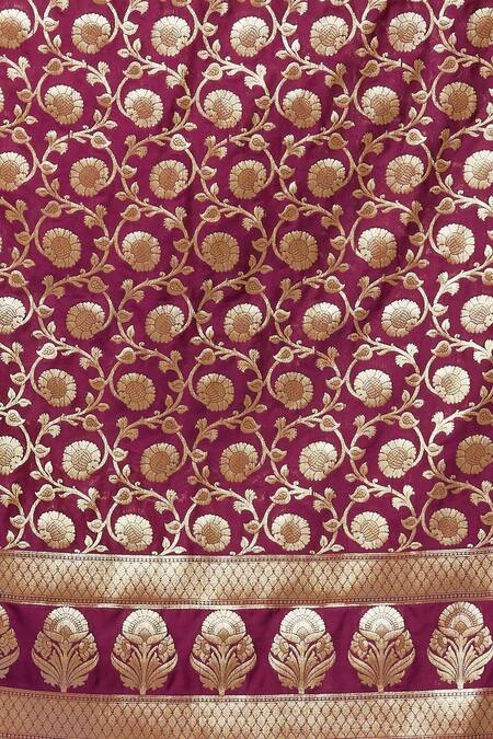 Buy Naintara Bajaj Wine Brocade Zari, Fringe Banarasi Art Silk Floral Pattern Dupatta Online at Aza Fashions Buy_Naintara Bajaj_Wine Brocade Zari, Fringe Banarasi Art Silk Floral Pattern Dupatta _Online_at_Aza_Fashions