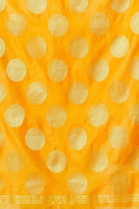 Buy_Naintara Bajaj_Yellow Cotton, Silk Embroidery Floral Circular Pattern Dupatta _Online_at_Aza_Fashions