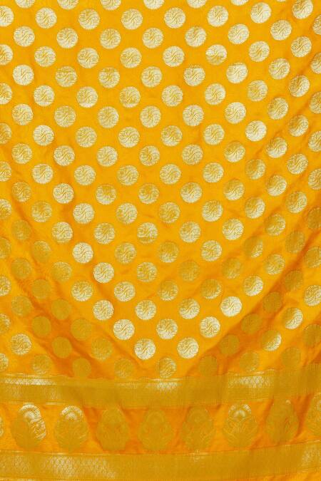 Buy_Khwaab By Sanjana Lakhani_Yellow Banarasi Art Silk Woven Floral Circular Pattern Dupatta_Online_at_Aza_Fashions