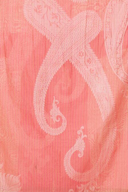 Shop_Naintara Bajaj_Pink Cotton, Silk Fringe Floral Stripe Dupatta _Online_at_Aza_Fashions
