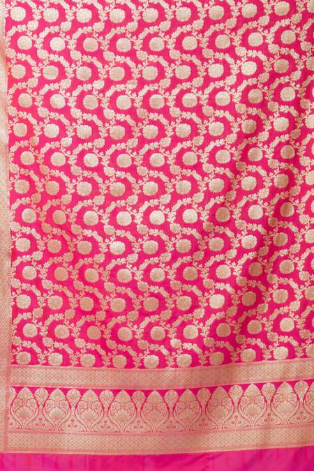 Buy Naintara Bajaj Pink Brocade Embroidery Banarasi Floral Vine Pattern Dupatta Online at Aza Fashions Buy_Naintara Bajaj_Pink Brocade Embroidery Banarasi Floral Vine Pattern Dupatta _Online_at_Aza_Fashions