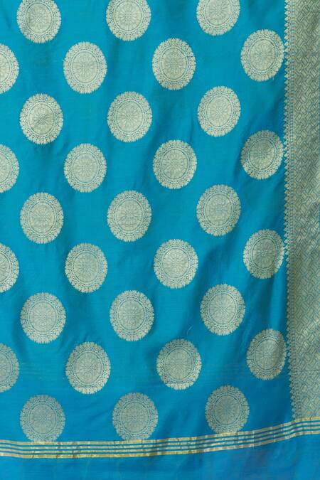 Buy_Naintara Bajaj_Blue Cotton, Silk Fringe Mandala Woven Pattern Dupatta _Online_at_Aza_Fashions