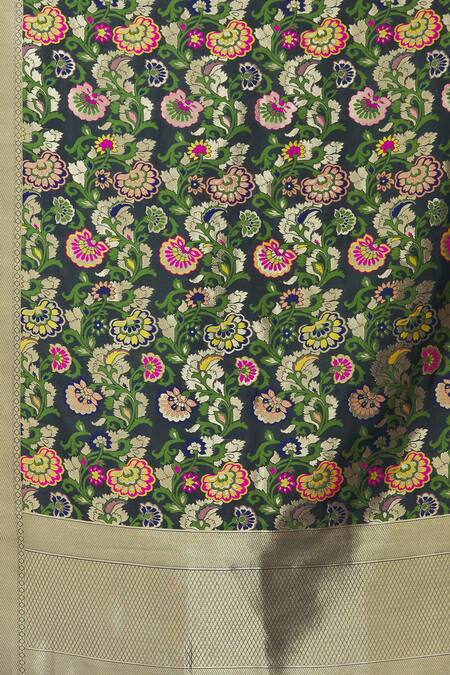 Buy Naintara Bajaj Black Brocade Embroidery Flower Pattern Dupatta Online at Aza Fashions Buy_Naintara Bajaj_Black Brocade Embroidery Flower Pattern Dupatta _Online_at_Aza_Fashions