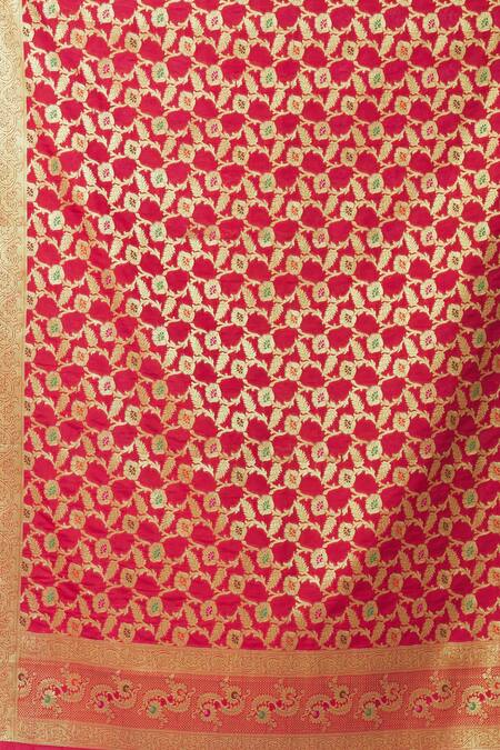 Buy Naintara Bajaj Red Silk Fringe Floral Vine Pattern Dupatta Online at Aza Fashions Buy_Naintara Bajaj_Red Silk Fringe Floral Vine Pattern Dupatta _Online_at_Aza_Fashions