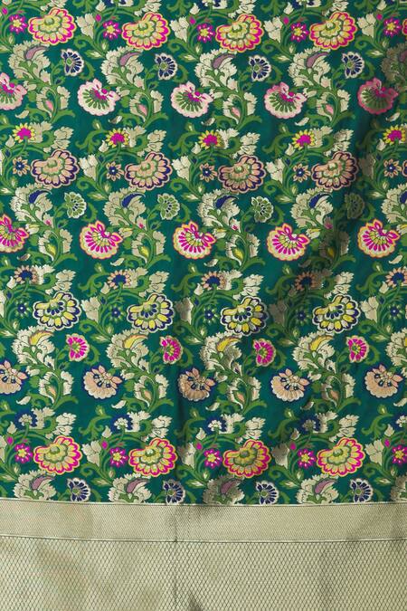 Buy Naintara Bajaj Green Brocade Fringe Stripe Pattern Dupatta Online at Aza Fashions Buy_Naintara Bajaj_Green Brocade Fringe Stripe Pattern Dupatta_Online_at_Aza_Fashions