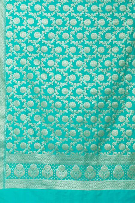 Buy_Naintara Bajaj_Green Brocade, Silk Sequins Woven Dupatta _Online_at_Aza_Fashions