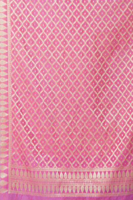 Buy_Naintara Bajaj_Pink Cotton, Silk Geometric Pattern Dupatta _Online_at_Aza_Fashions