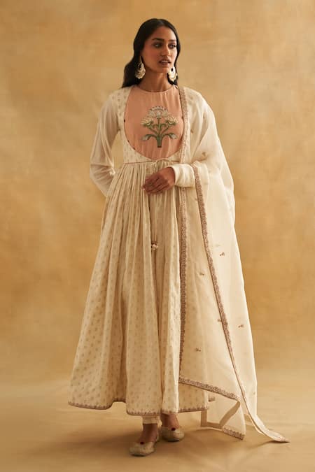 Buy Taisha Off White , Organza Pearls, Lotus Yoke Anarkali Churidar Set Online at Aza Fashions Buy_Taisha_Off White , Organza Pearls, Lotus Yoke Anarkali Churidar Set _Online_at_Aza_Fashions