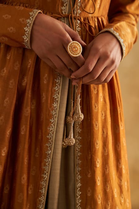 Buy Taisha Gold Silk Tassels Scoop Neck Hand Woven Embroidered Jacket Online at Aza Fashions Buy_Taisha_Gold Silk Tassels Scoop Neck Hand Woven Embroidered Jacket _Online_at_Aza_Fashions