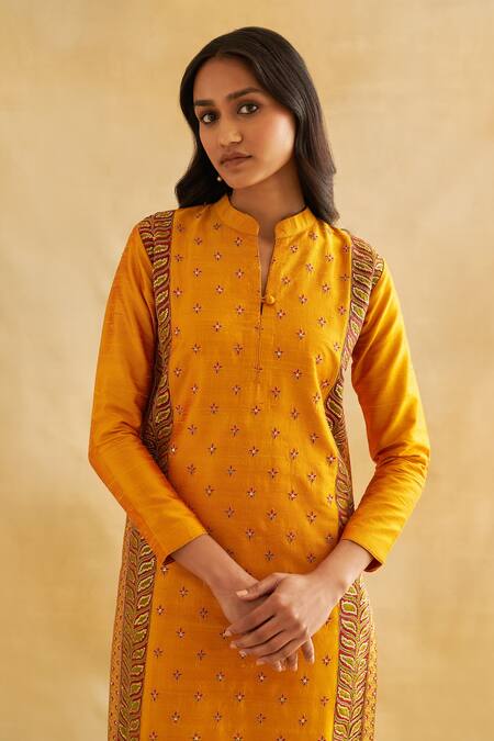 Buy Taisha Yellow Silk Sequins, Embroidery Bandeau Neck Thread Work Kurta And Pant Set Online at Aza Fashions Buy_Taisha_Yellow Silk Sequins, Embroidery Bandeau Neck Thread Work Kurta And Pant Set _Online_at_Aza_Fashions