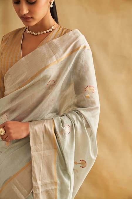 Buy Taisha Gold Tissue, Satin Zari, Piping Blue Pattu Silk Tree Of Life Woven Saree Set Online at Aza Fashions Buy_Taisha_Gold Tissue, Satin Zari, Piping Blue Pattu Silk Tree Of Life Woven Saree Set _Online_at_Aza_Fashions