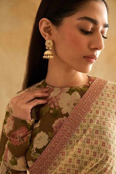 Buy Taisha Multi Color Georgette Embroidery Round Neck Blooming Floral Print Blouse Online at Aza Fashions Buy_Taisha_Multi Color Georgette Embroidery Round Neck Blooming Floral Print Blouse _Online_at_Aza_Fashions