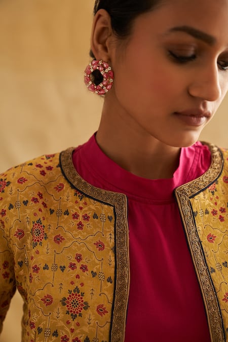 Buy_Taisha_Pink Silk Satin Round Neck Pure T-shirt _Online_at_Aza_Fashions