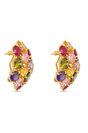 Mnsh Multi Color Crystals Bauble Embellished Stud Earrings 3