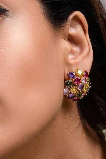 Mnsh Multi Color Crystals Bauble Embellished Stud Earrings 4