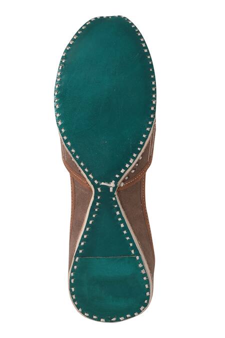 Shop_Imlee Jaipur_Brown Embroidered Zardozi Juttis _Online_at_Aza_Fashions