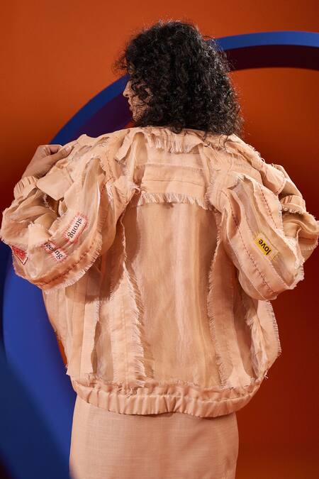 The Dramebaaz CO Beige Organza, Twill Beads Round , Open Floral Print Dress With Jacket Online at Aza Fashions The Dramebaaz CO_Beige Organza, Twill Beads Round , Open Floral Print Dress With Jacket _Online_at_Aza_Fashions