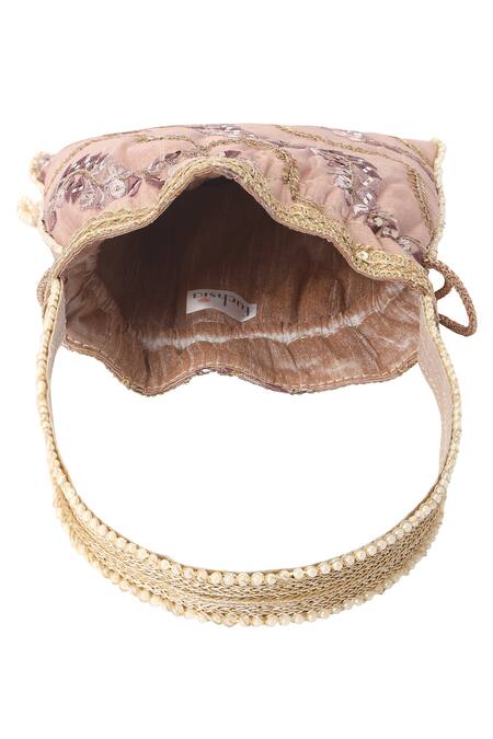 Shop_Fuchsia by aashaka mehta_Purple Embroidery, Sequins Silk Potli Bag _Online_at_Aza_Fashions