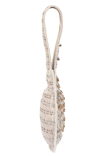 Fuchsia_Cream Embroidery, Sequins Beauty Potli Bag _Online_at_Aza_Fashions