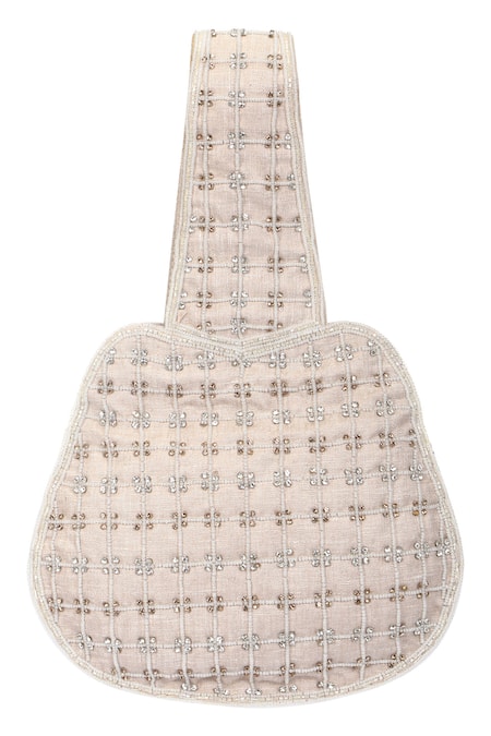 Buy_Fuchsia_Cream Embroidery, Sequins Beauty Potli Bag _Online_at_Aza_Fashions