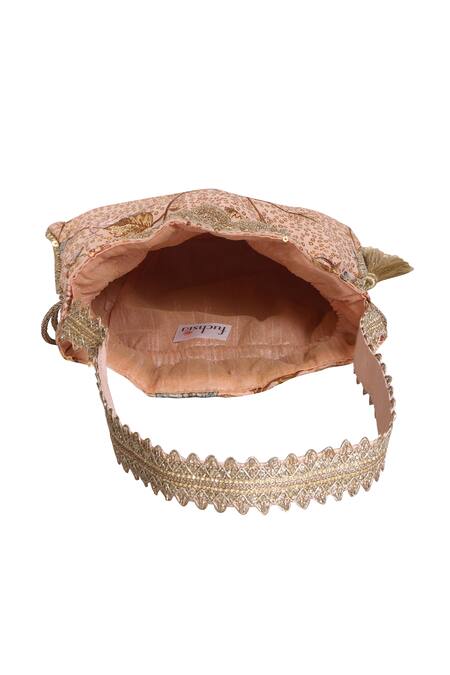 Buy_Fuchsia by aashaka mehta_Peach Sequins Dreams Embellished Potli Bag _Online_at_Aza_Fashions