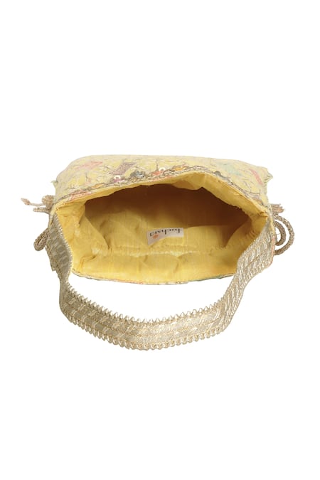 Buy_Fuchsia by aashaka mehta_Yellow Embroidery, Sequins Thread Potli Bag _Online_at_Aza_Fashions