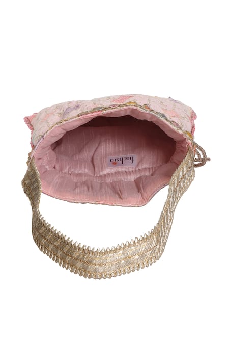 Shop_Fuchsia by aashaka mehta_Pink Embroidery, Sequins Silk Thread Potli Bag _Online_at_Aza_Fashions