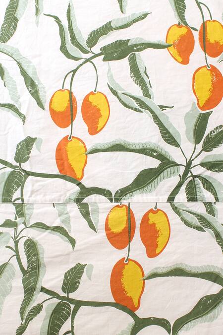 Buy_House This_Orange Cotton Printed Rasaal Bedcover_Online_at_Aza_Fashions