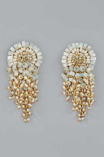 Buy_House Of D"Oro_Green Semi Precious Stone Quinlynn Embellished Earrings_Online_at_Aza_Fashions
