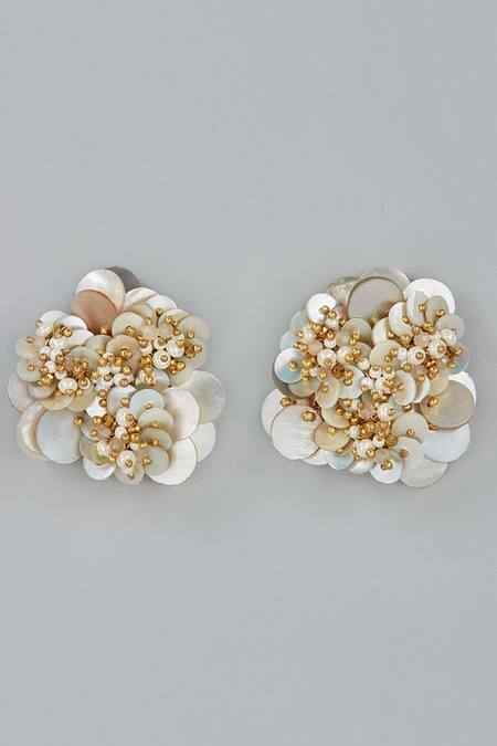 Buy_House Of D"Oro_White Semi Precious Stone Elora Embellished Earrings_Online_at_Aza_Fashions