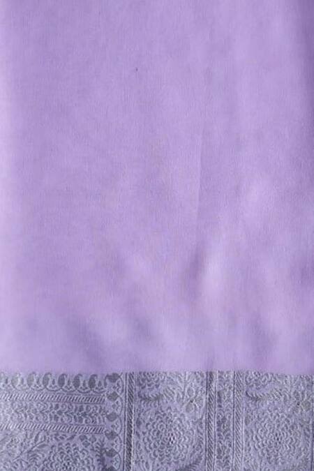 Mint N Oranges_Blue Georgette Zari Woven Floral Geometric Pattern Saree_Online_at_Aza_Fashions