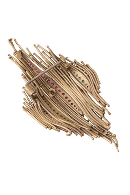 Buy Cosa Nostraa Gold Stones Triveni Sangam Brooch Online at Aza Fashions Buy_Cosa Nostraa_Gold Stones Triveni Sangam Brooch _Online_at_Aza_Fashions