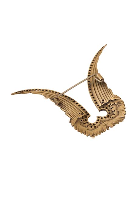 Buy Cosa Nostraa Gold Stones, Pearls Studded Garuda Brooch Online at Aza Fashions Buy_Cosa Nostraa_Gold Stones, Pearls Studded Garuda Brooch _Online_at_Aza_Fashions