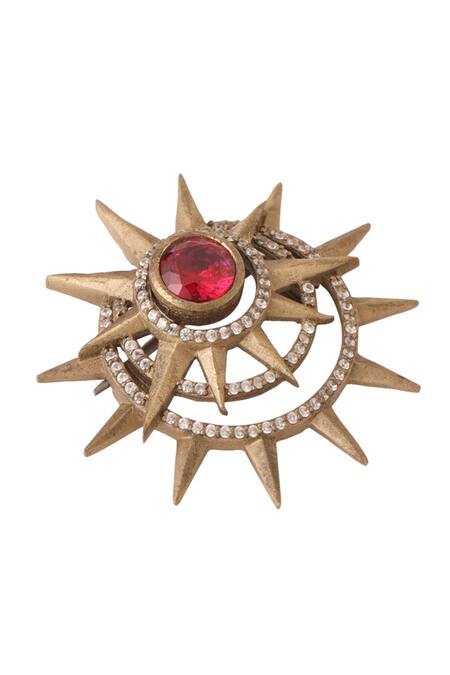 Cosa Nostraa Gold Stones Fortune Star Brooch Online at Aza Fashions Cosa Nostraa_Gold Stones Fortune Star Brooch _Online_at_Aza_Fashions
