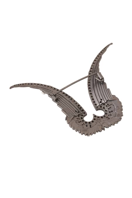Buy Cosa Nostraa Black Stones Inverted Garuda Brooch Online at Aza Fashions Buy_Cosa Nostraa_Black Stones Inverted Garuda Brooch _Online_at_Aza_Fashions
