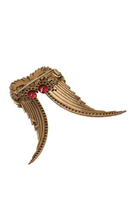 Buy_Cosa Nostraa_Gold Stones Abstract Owl Brooch _Online_at_Aza_Fashions