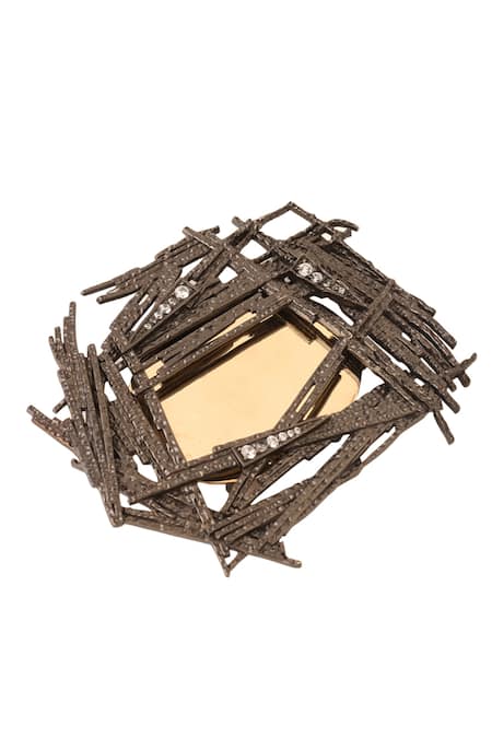 Cosa Nostraa Black Stones Shiny Shimmer Brooch Online at Aza Fashions Cosa Nostraa_Black Stones Shiny Shimmer Brooch _Online_at_Aza_Fashions