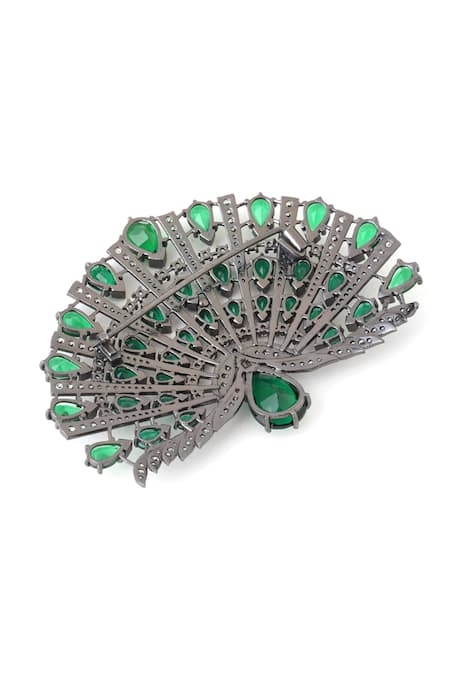 Buy Cosa Nostraa Black Stones Mayur Pankh Brooch Online at Aza Fashions Buy_Cosa Nostraa_Black Stones Mayur Pankh Brooch _Online_at_Aza_Fashions