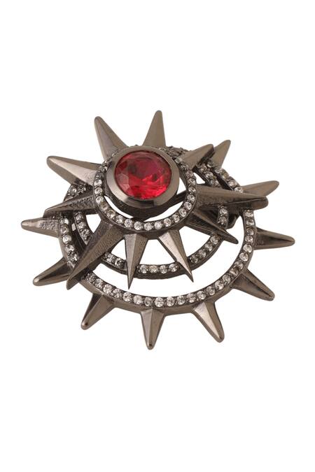 Cosa Nostraa Black Stones Fortune Star Shape Brooch Online at Aza Fashions Cosa Nostraa_Black Stones Fortune Star Shape Brooch _Online_at_Aza_Fashions