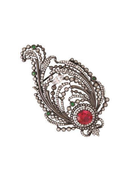 Cosa Nostraa Black Stones Paisley Embellished Brooch Online at Aza Fashions Cosa Nostraa_Black Stones Paisley Embellished Brooch _Online_at_Aza_Fashions