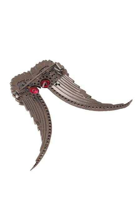 Buy_Cosa Nostraa_Black Stones Abstract Owl Shape Brooch _Online_at_Aza_Fashions