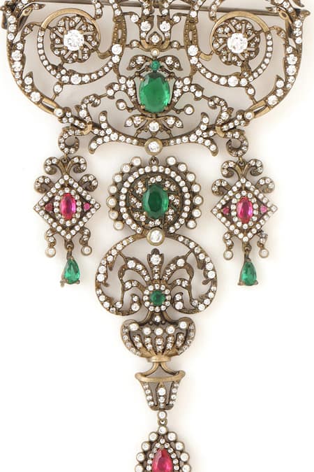 Cosa Nostraa Gold Stones Embellished Brooch Online at Aza Fashions Cosa Nostraa_Gold Stones Embellished Brooch _Online_at_Aza_Fashions