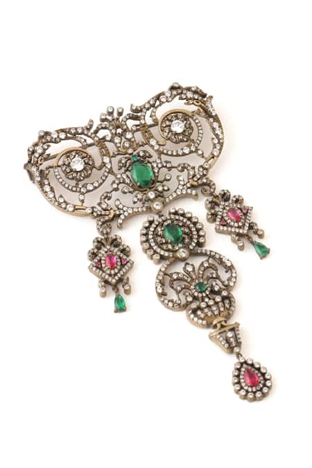 Buy Cosa Nostraa Gold Stones Embellished Brooch Online at Aza Fashions Buy_Cosa Nostraa_Gold Stones Embellished Brooch _Online_at_Aza_Fashions
