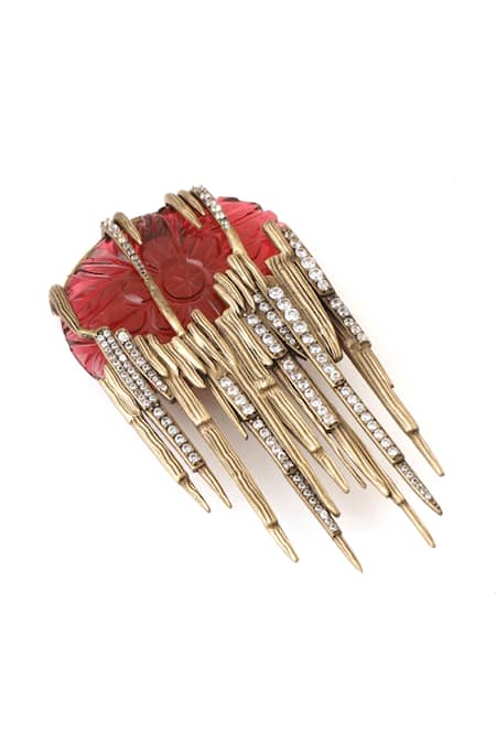 Cosa Nostraa Gold Stones Dangler Embellished Brooch Online at Aza Fashions Cosa Nostraa_Gold Stones Dangler Embellished Brooch _Online_at_Aza_Fashions
