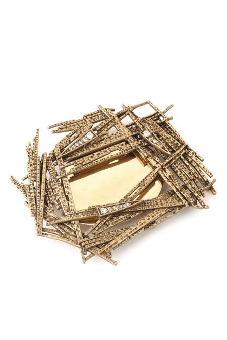 Cosa Nostraa Gold Stones Shiny Shimmer Embellished Brooch Online at Aza Fashions Cosa Nostraa_Gold Stones Shiny Shimmer Embellished Brooch _Online_at_Aza_Fashions