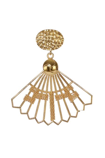 Itrana Gold Plated Geometric Cut Work Dangler Earrings Online at Aza Fashions Itrana_Gold Plated Geometric Cut Work Dangler Earrings _Online_at_Aza_Fashions