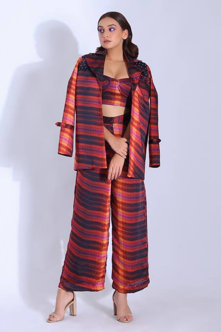 Buy Studio Surbhi Purple Georgette, Satin Pearls Collared Embellished Jacket Online at Aza Fashions Buy_Studio Surbhi_Purple Georgette, Satin Pearls Collared Embellished Jacket _Online_at_Aza_Fashions