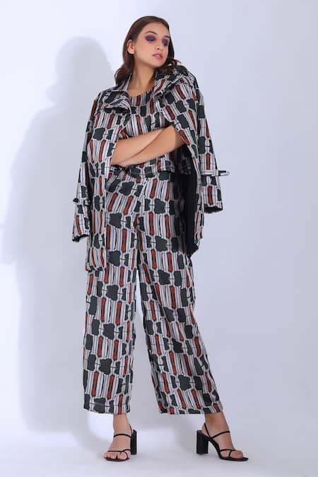 Buy_Studio Surbhi_Grey Georgette, Satin Embroidery Collared Embellished Lapel Jacket _Online_at_Aza_Fashions