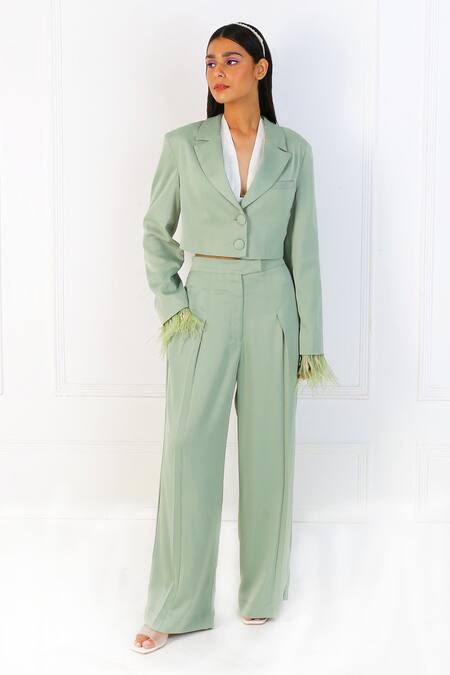 Kokokos Green Pleated Pant Online at Aza Fashions Kokokos_Green Pleated Pant _Online_at_Aza_Fashions