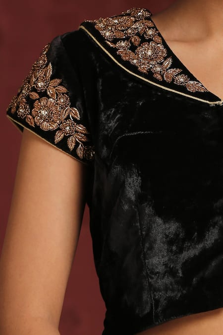 Black Velvet Designer wear Sarees - Indian